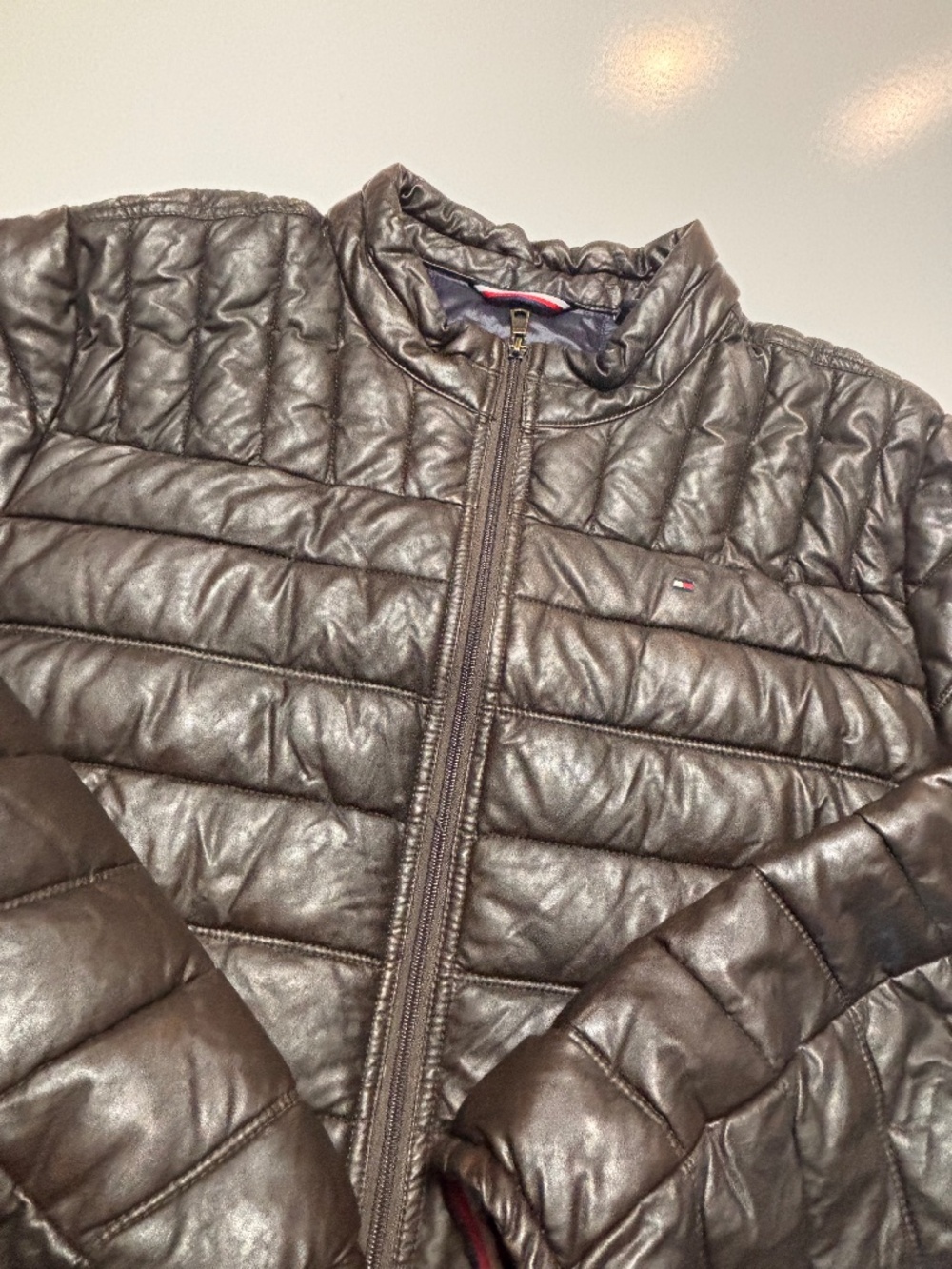 Mens Brown Tommy Hilfiger Puffer Winter Coat Jacket Size 2XL - Picture 8 of 11